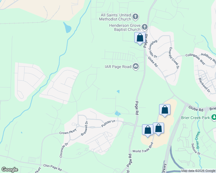 map of restaurants, bars, coffee shops, grocery stores, and more near 3204 Page Road in Morrisville