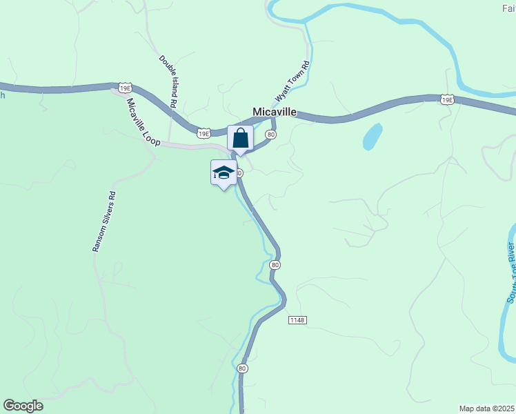 map of restaurants, bars, coffee shops, grocery stores, and more near Windmill Hill Road in Yancey County