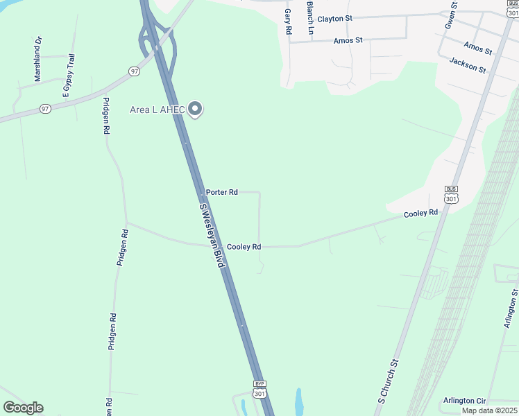 map of restaurants, bars, coffee shops, grocery stores, and more near Porter Road in Rocky Mount