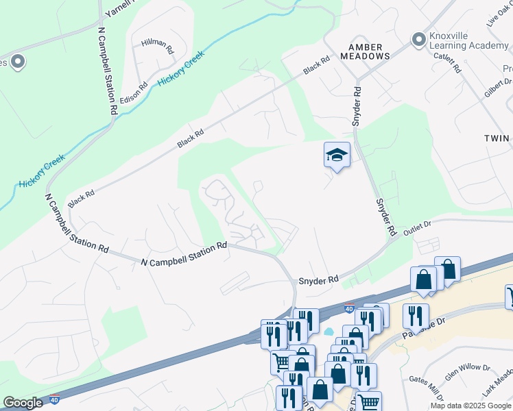 map of restaurants, bars, coffee shops, grocery stores, and more near 1134 Scenic Loop Way in Knoxville