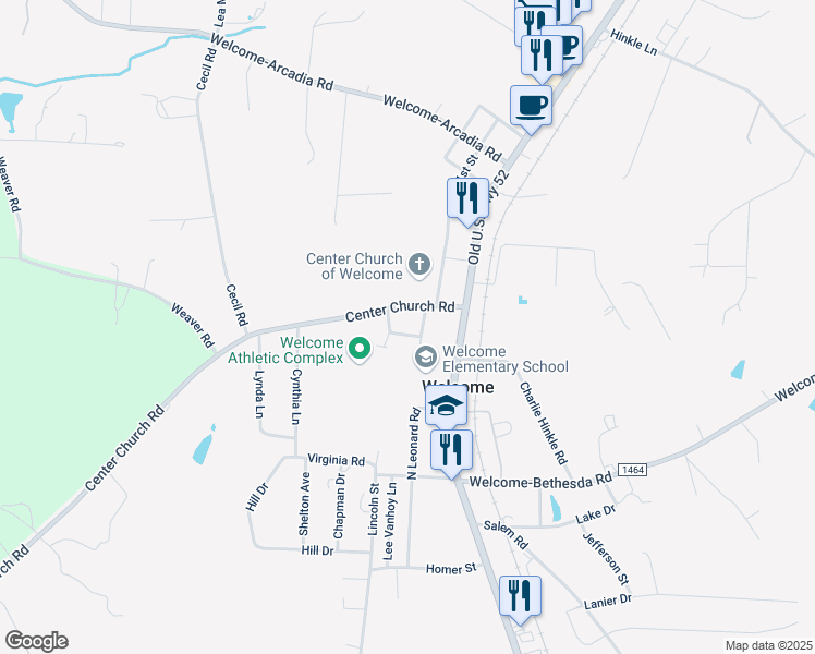 map of restaurants, bars, coffee shops, grocery stores, and more near 219 Center Church Road in Lexington