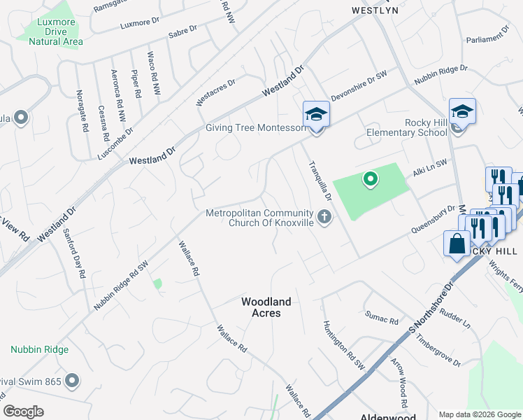 map of restaurants, bars, coffee shops, grocery stores, and more near 1176 Looking Glass Lane in Knoxville