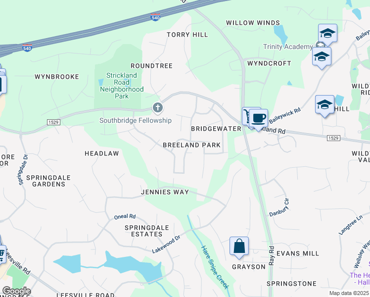 map of restaurants, bars, coffee shops, grocery stores, and more near in Raleigh