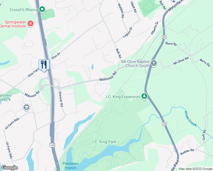map of restaurants, bars, coffee shops, grocery stores, and more near 5604 Oakside Drive in Knoxville