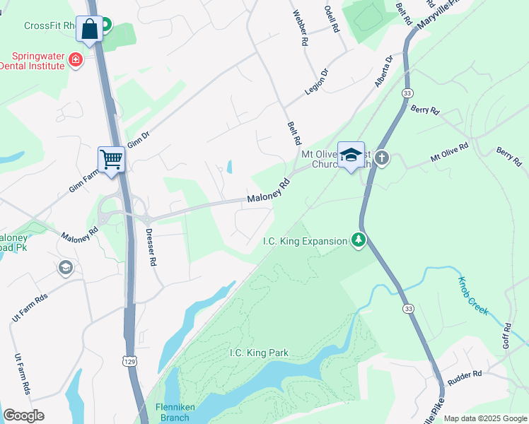 map of restaurants, bars, coffee shops, grocery stores, and more near 5604 Oakside Drive in Knoxville