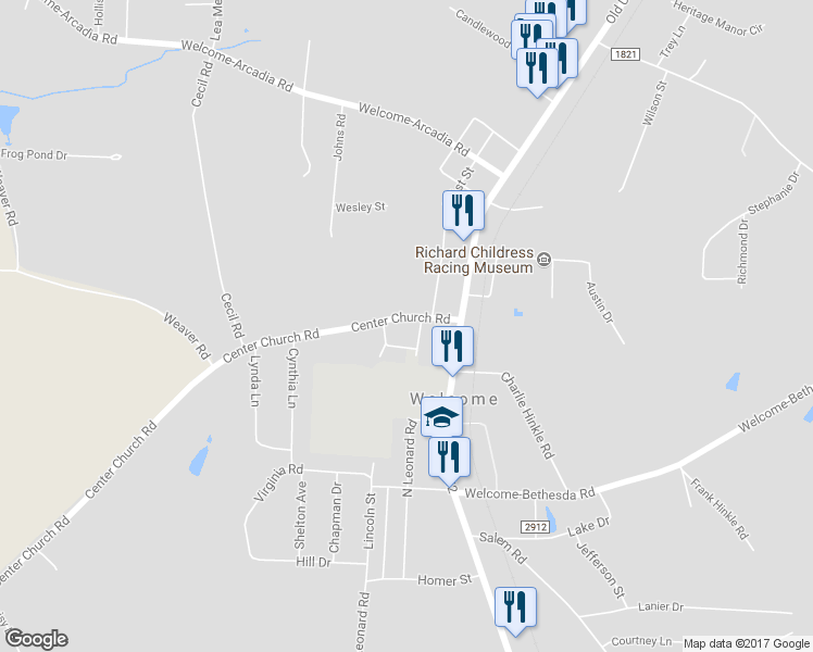 map of restaurants, bars, coffee shops, grocery stores, and more near 219 Center Church Road in Lexington