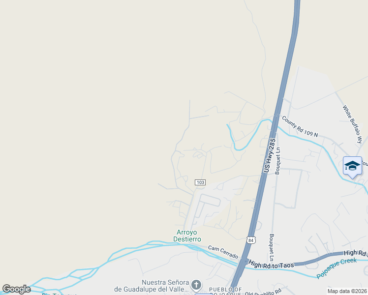 map of restaurants, bars, coffee shops, grocery stores, and more near 78A Camino Cerrado in Santa Fe