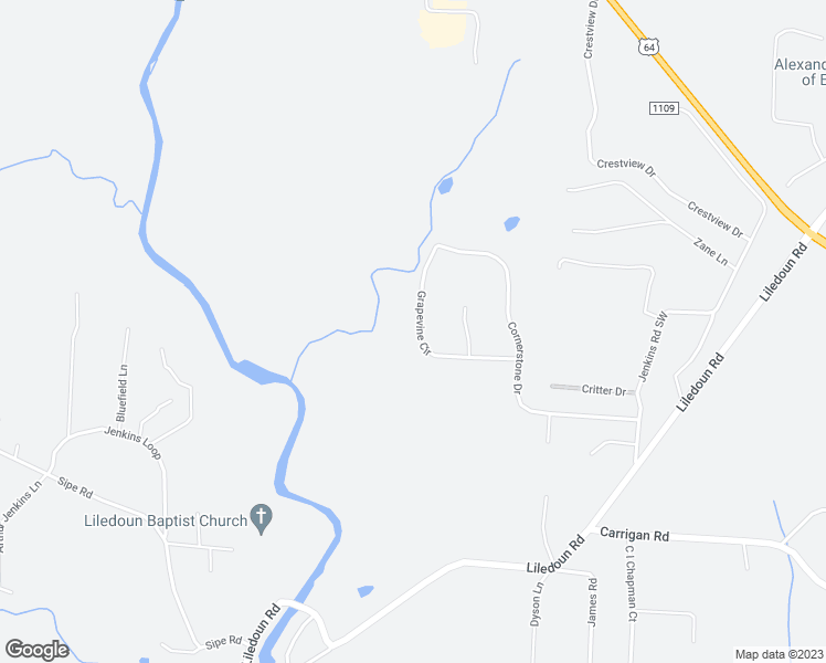 map of restaurants, bars, coffee shops, grocery stores, and more near Paynes Dairy Road in Alexander County
