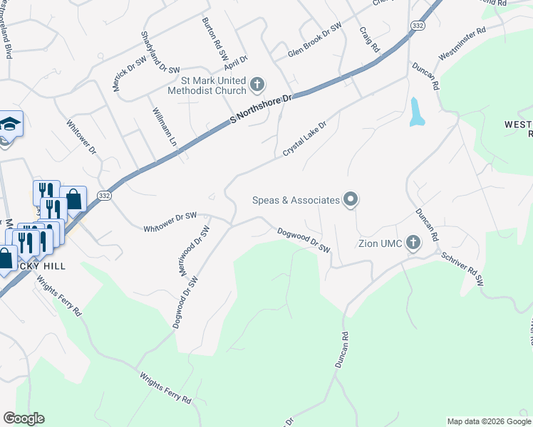 map of restaurants, bars, coffee shops, grocery stores, and more near 7129 Dogwood Dr in Knoxville