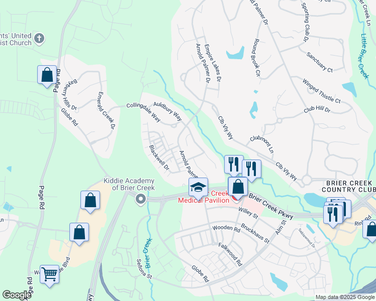 map of restaurants, bars, coffee shops, grocery stores, and more near 9434 Foxgrove Court in Raleigh