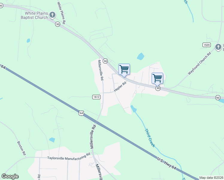 map of restaurants, bars, coffee shops, grocery stores, and more near 180 Kerley Road in Township of Taylorsville