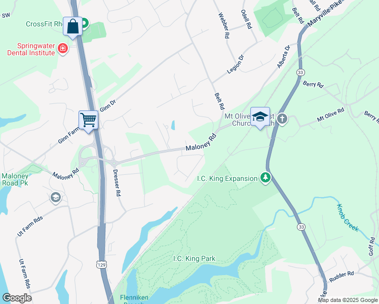 map of restaurants, bars, coffee shops, grocery stores, and more near 5604 Oakside Drive in Knoxville