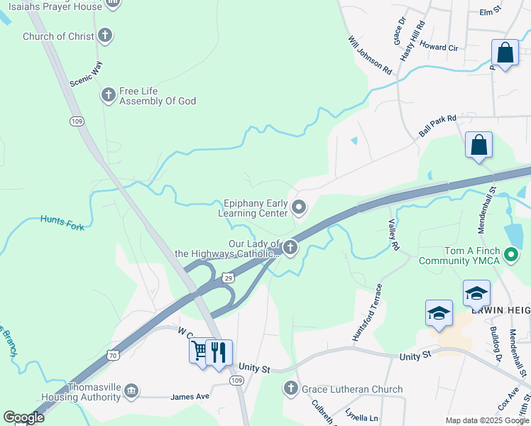 map of restaurants, bars, coffee shops, grocery stores, and more near 1013 Ball Park Road in Thomasville