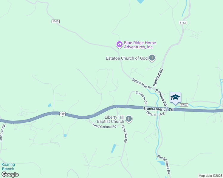 map of restaurants, bars, coffee shops, grocery stores, and more near 185 Fox Run in Spruce Pine