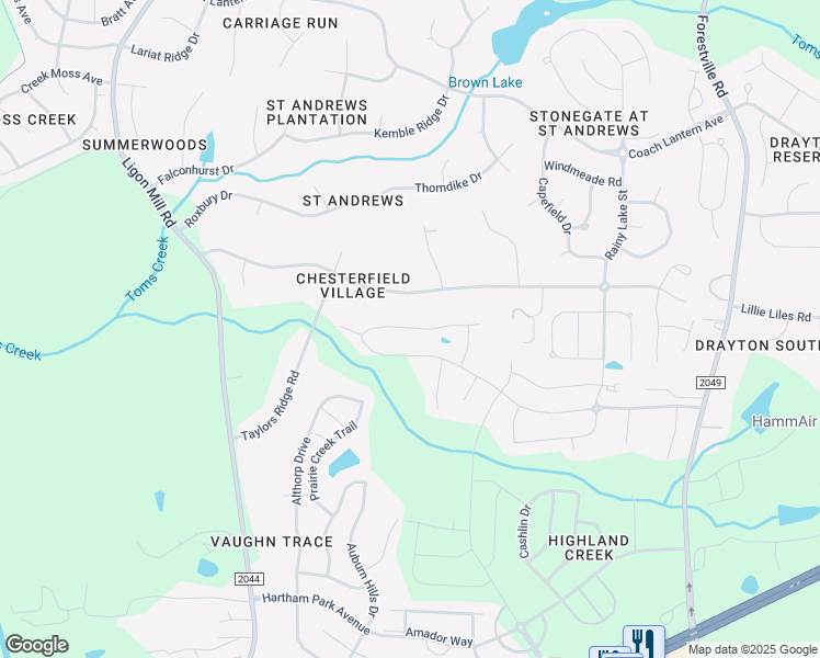 map of restaurants, bars, coffee shops, grocery stores, and more near 3294 Douglas Fir Rd in Wake Forest