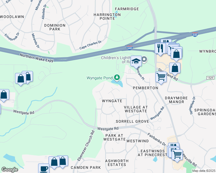 map of restaurants, bars, coffee shops, grocery stores, and more near 9109 Willow Valley Court in Raleigh