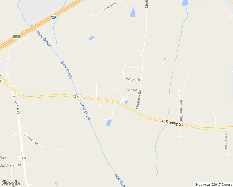 map of restaurants, bars, coffee shops, grocery stores, and more near 1294 U.S. Highway 64 in Mocksville