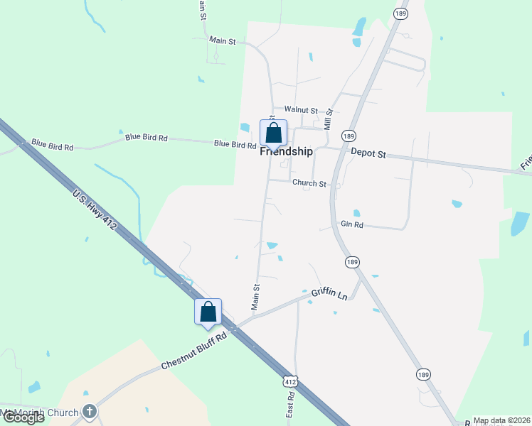 map of restaurants, bars, coffee shops, grocery stores, and more near 436 Main Street in Friendship