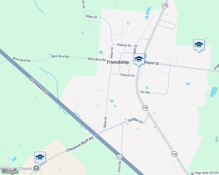 map of restaurants, bars, coffee shops, grocery stores, and more near 339 Main Street in Friendship