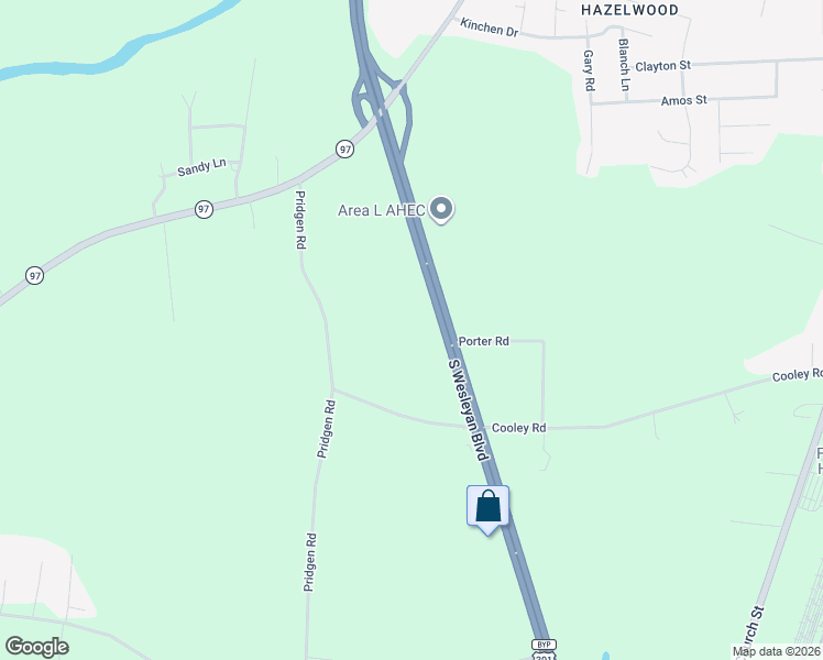 map of restaurants, bars, coffee shops, grocery stores, and more near 1676 South Wesleyan Boulevard in Rocky Mount