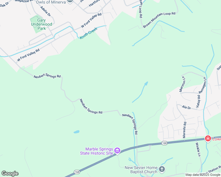 map of restaurants, bars, coffee shops, grocery stores, and more near 6906 Neubert Springs Road in Knoxville