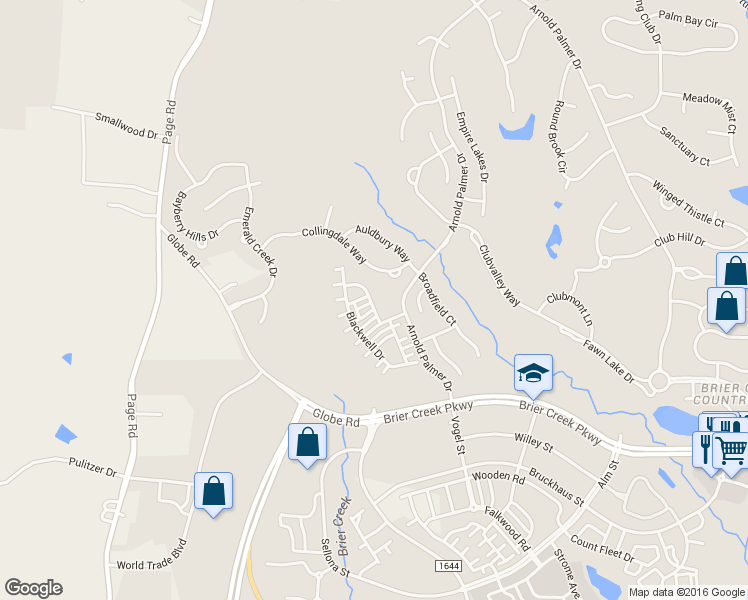 map of restaurants, bars, coffee shops, grocery stores, and more near 9801 Layla Avenue in Raleigh