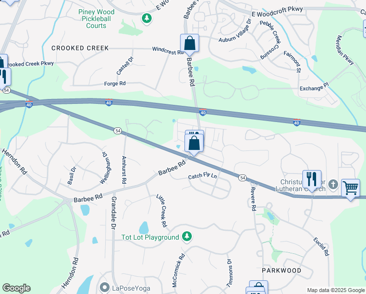 map of restaurants, bars, coffee shops, grocery stores, and more near 1310 Canary Pepper Drive in Durham
