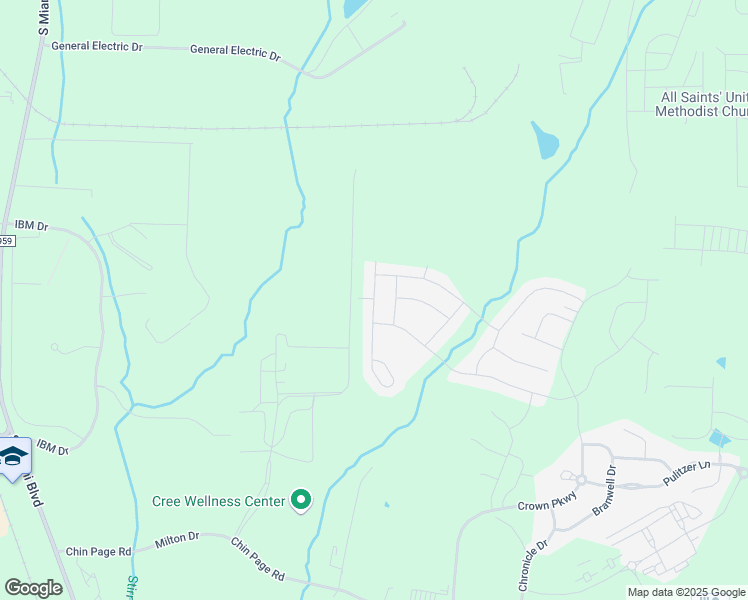 map of restaurants, bars, coffee shops, grocery stores, and more near 1032 Grangerford Court in Durham