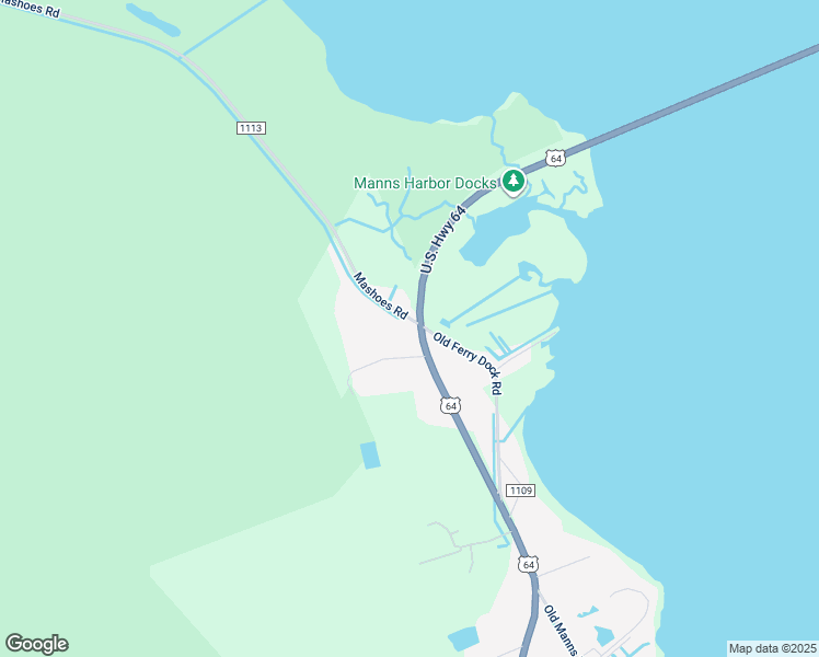 map of restaurants, bars, coffee shops, grocery stores, and more near 17 Mashoes Road in Manns Harbor