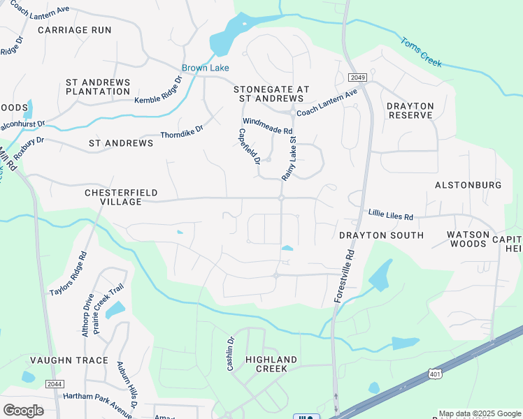 map of restaurants, bars, coffee shops, grocery stores, and more near 3529 Fairstone Road in Wake Forest