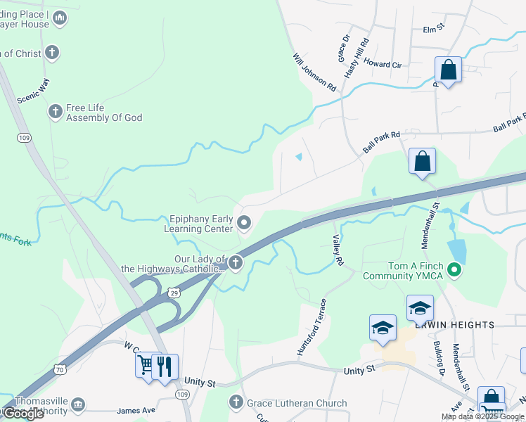 map of restaurants, bars, coffee shops, grocery stores, and more near 1035 Ball Park Road in Thomasville