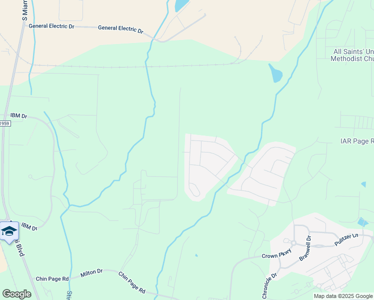 map of restaurants, bars, coffee shops, grocery stores, and more near 1032 Grangerford Court in Durham