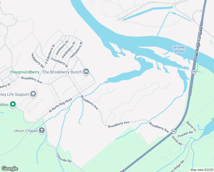 map of restaurants, bars, coffee shops, grocery stores, and more near 106 Shadberry Street in Oak Ridge