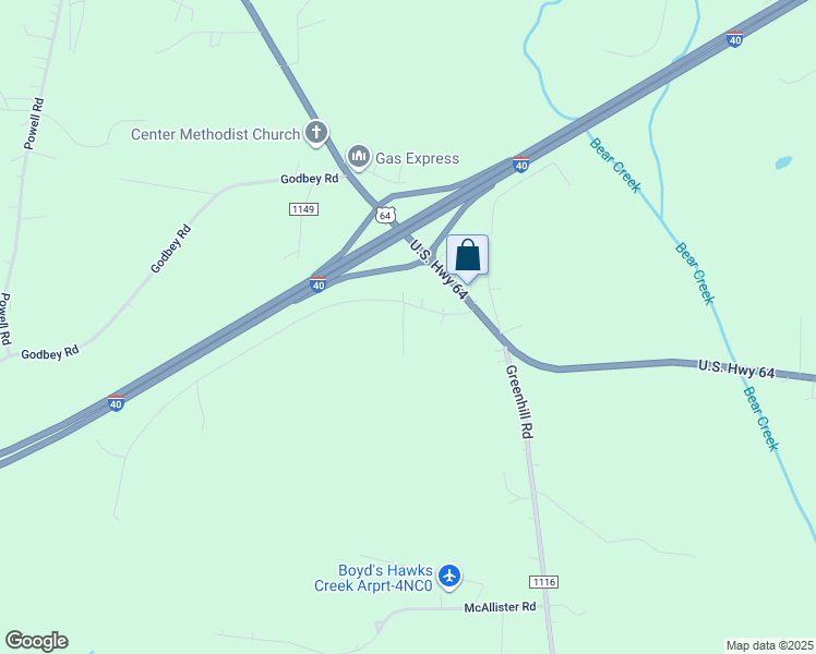 map of restaurants, bars, coffee shops, grocery stores, and more near 111 Ferns Way in Mocksville