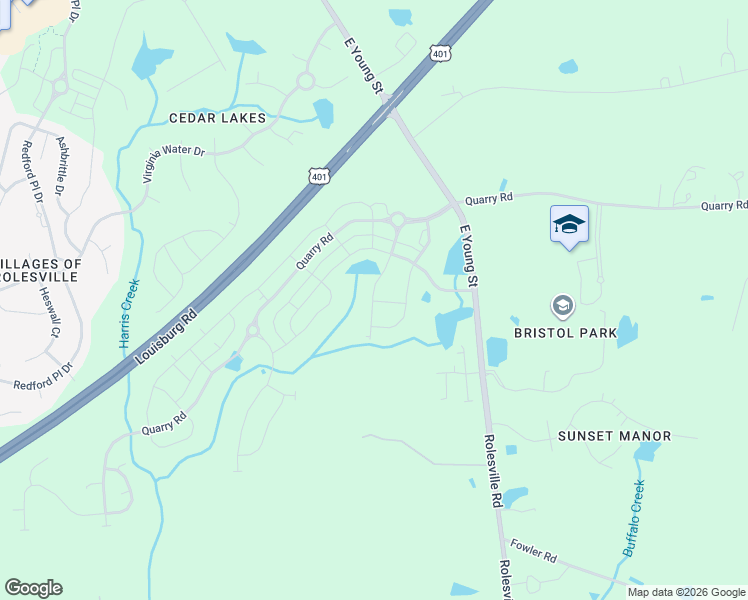 map of restaurants, bars, coffee shops, grocery stores, and more near 1006 Rolesville Road in Wake Forest
