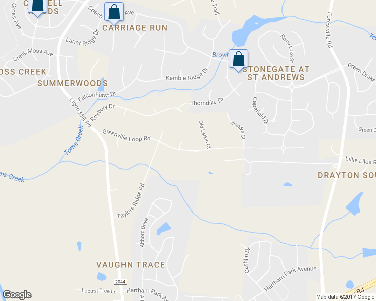 map of restaurants, bars, coffee shops, grocery stores, and more near 3401 Greenville Loop Road in Wake Forest