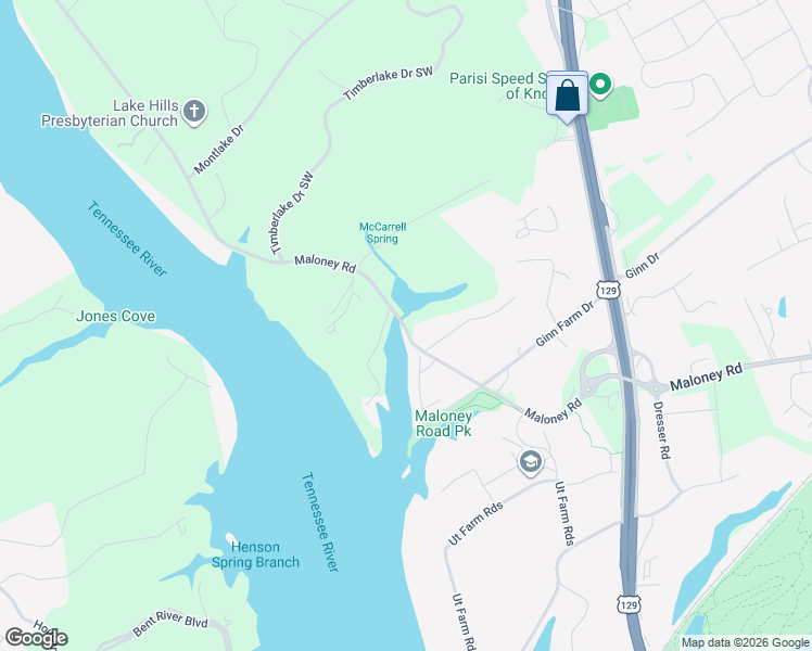 map of restaurants, bars, coffee shops, grocery stores, and more near 3513 Maloney Road in Knoxville