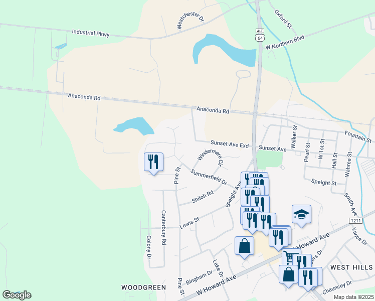 map of restaurants, bars, coffee shops, grocery stores, and more near 1809 Juniper Dr in Tarboro
