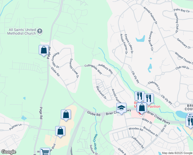 map of restaurants, bars, coffee shops, grocery stores, and more near 10124 Blackwell Drive in Raleigh