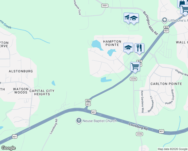 map of restaurants, bars, coffee shops, grocery stores, and more near 4709 Jersey Pine Drive in Rolesville
