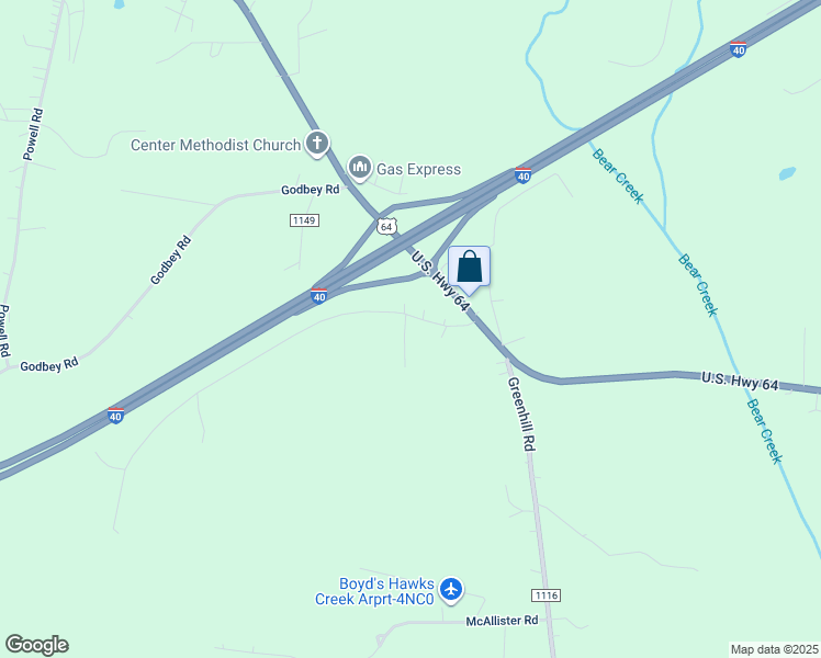 map of restaurants, bars, coffee shops, grocery stores, and more near 111 Ferns Way in Mocksville