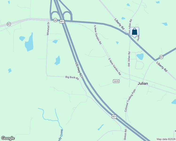 map of restaurants, bars, coffee shops, grocery stores, and more near 5196 Folgers Mill Road in Julian