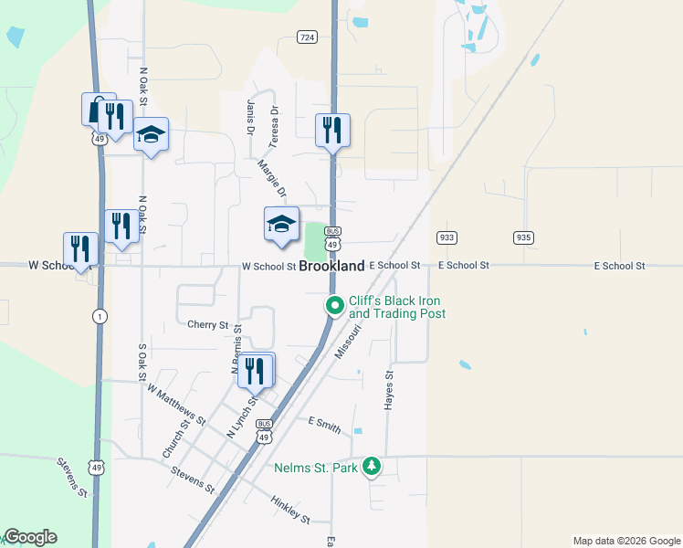 map of restaurants, bars, coffee shops, grocery stores, and more near in Brookland