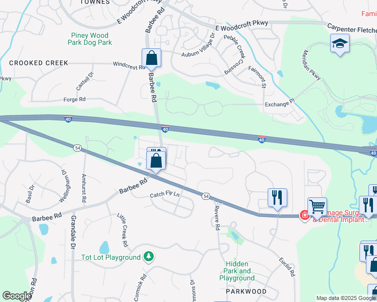 map of restaurants, bars, coffee shops, grocery stores, and more near 1022 Saffron Loop in Durham