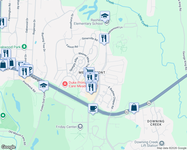 map of restaurants, bars, coffee shops, grocery stores, and more near 103 Sprunt Street in Chapel Hill