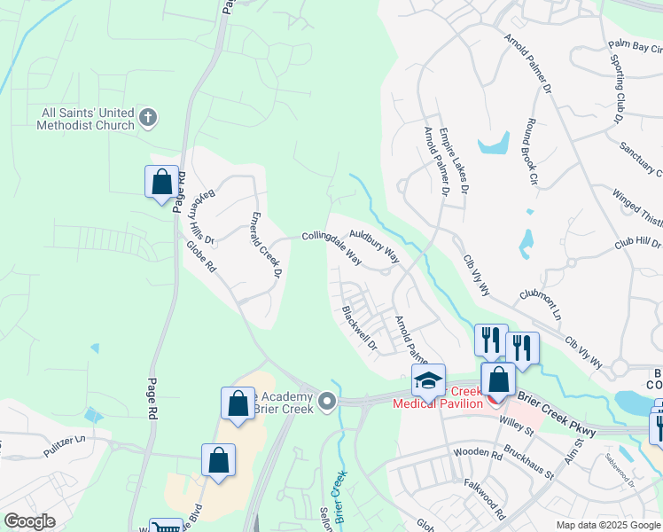 map of restaurants, bars, coffee shops, grocery stores, and more near 9908 Jerome Court in Raleigh