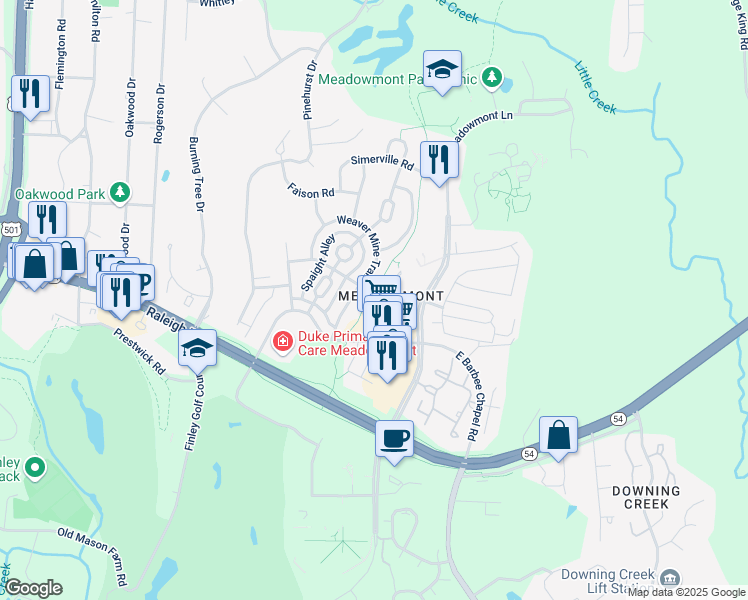 map of restaurants, bars, coffee shops, grocery stores, and more near in Chapel Hill