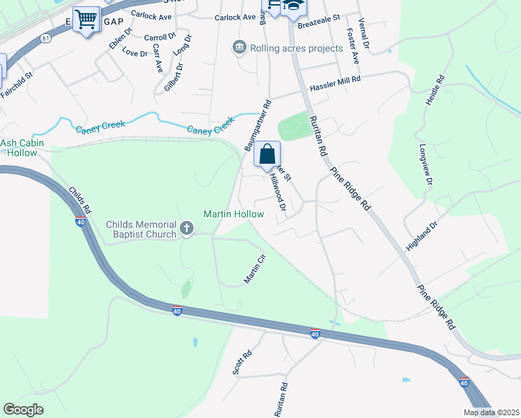 map of restaurants, bars, coffee shops, grocery stores, and more near 325 Hester Drive in Harriman