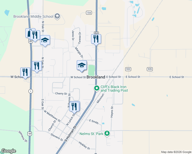 map of restaurants, bars, coffee shops, grocery stores, and more near in Brookland