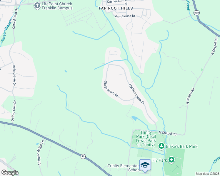 map of restaurants, bars, coffee shops, grocery stores, and more near 3455 Stagecoach Drive in Franklin